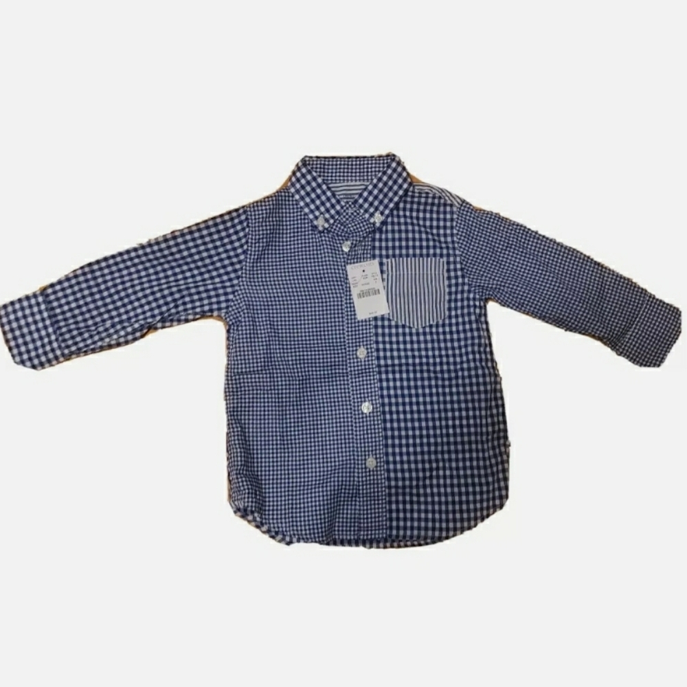 J Crew Sz 2 Boys Blue Checkered Plaid Gingham